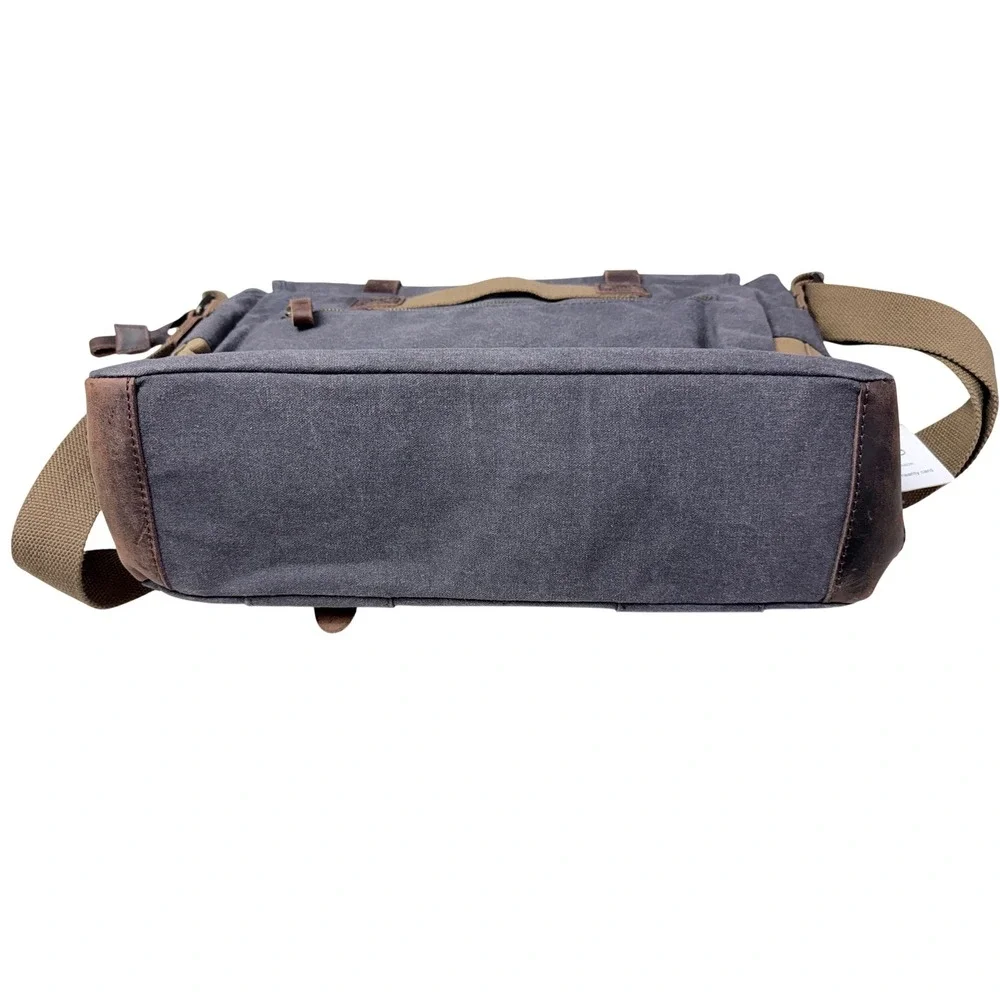 SOAEON Canvas Leather Messenger Bag Satchel Crossbody‎ Dark Gray 3k
